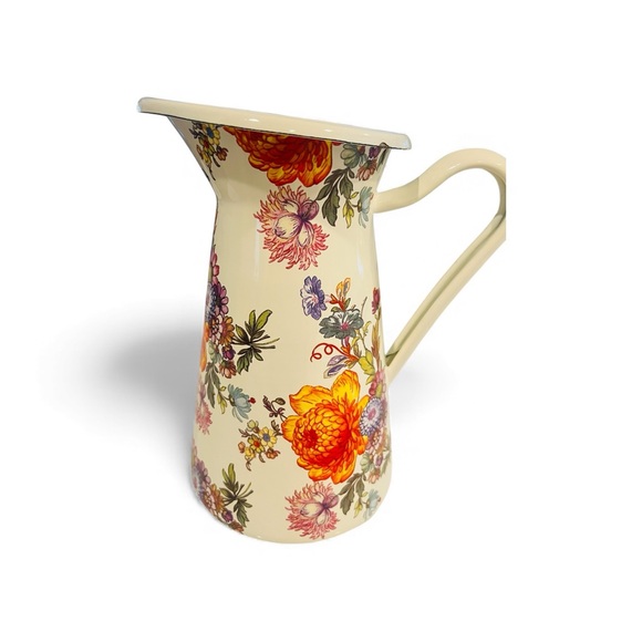 MACKENZIE CHILDS WHITE FLOWER MARKET PITCHER SMALL - Picture 3 of 5